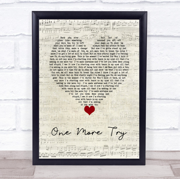 Jessie J One More Try Script Heart Song Lyric Wall Art Print