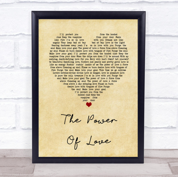 Frankie Goes To Hollywood The Power Of Love Vintage Heart Song Lyric Quote Print