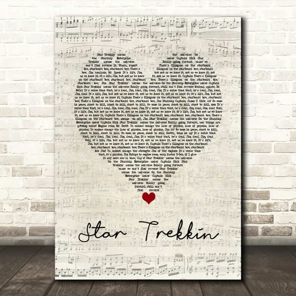 The Firm Star Trekkin Script Heart Song Lyric Wall Art Print