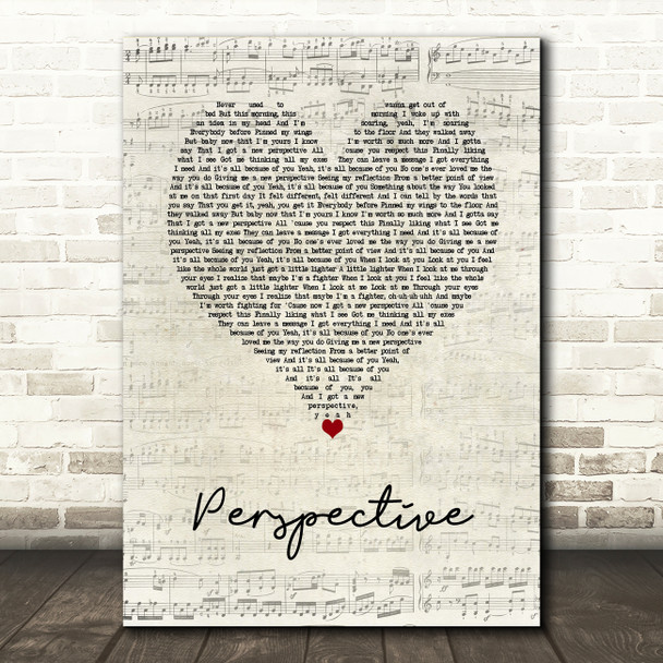 Bailey Bryan Perspective Script Heart Song Lyric Wall Art Print