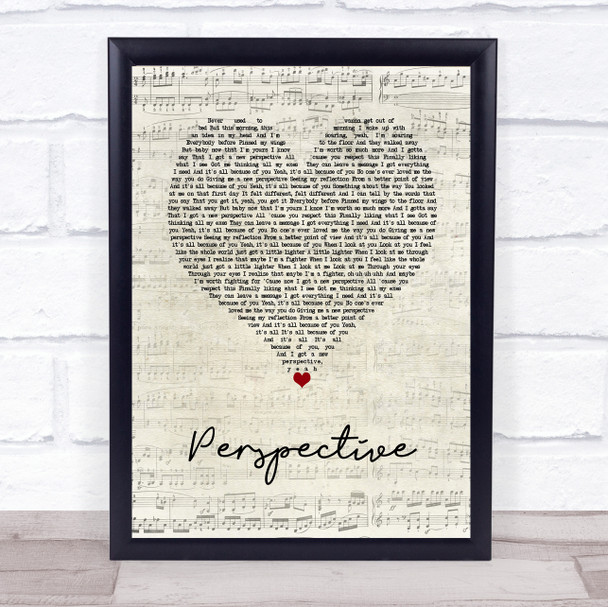 Bailey Bryan Perspective Script Heart Song Lyric Wall Art Print