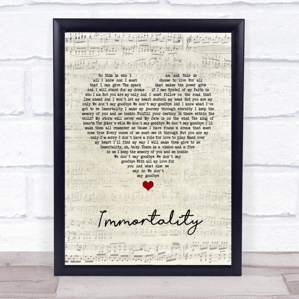 Celine Dion Immortality Script Heart Song Lyric Wall Art Print