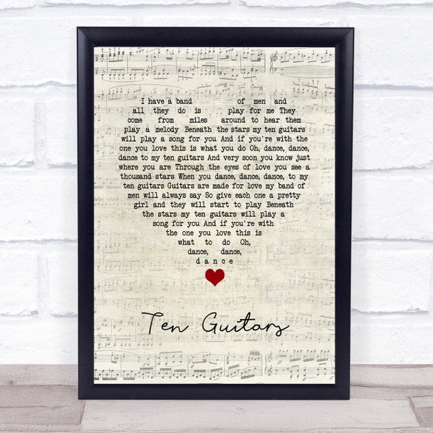 Engelbert Humperdinck Ten Guitars Script Heart Song Lyric Wall Art Print