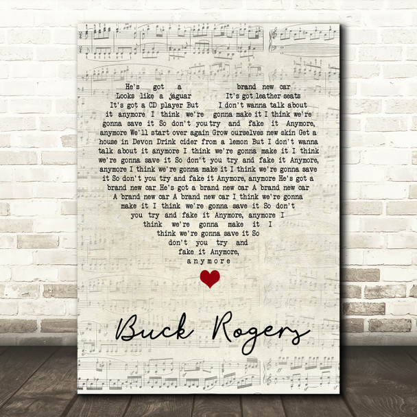 Feeder Buck Rogers Script Heart Song Lyric Wall Art Print