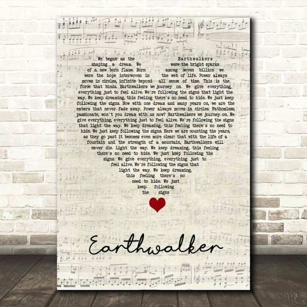 In Hearts Wake Earthwalker Script Heart Song Lyric Wall Art Print