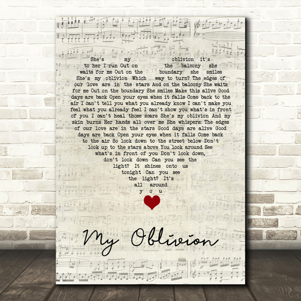 Tindersticks My Oblivion Script Heart Song Lyric Wall Art Print