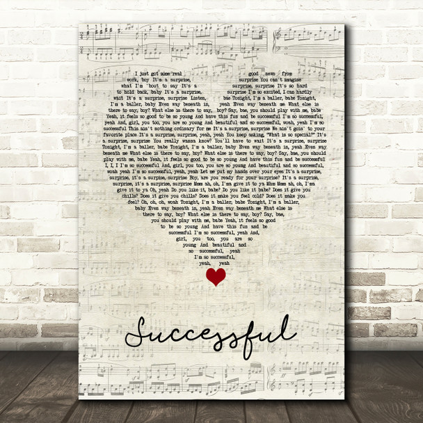 Ariana Grande Successful Script Heart Song Lyric Wall Art Print