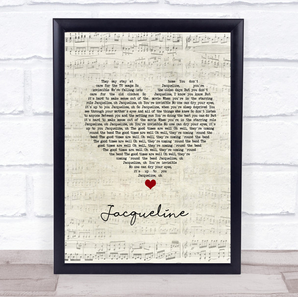 Circa Waves Jacqueline Script Heart Song Lyric Wall Art Print