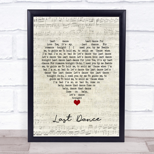 Donna Summer Last Dance Script Heart Song Lyric Wall Art Print