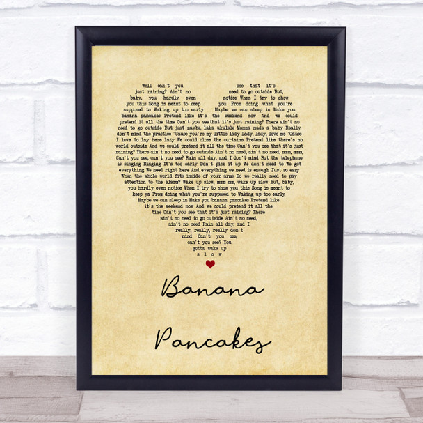 Jack Johnson Banana Pancakes Vintage Heart Song Lyric Quote Print