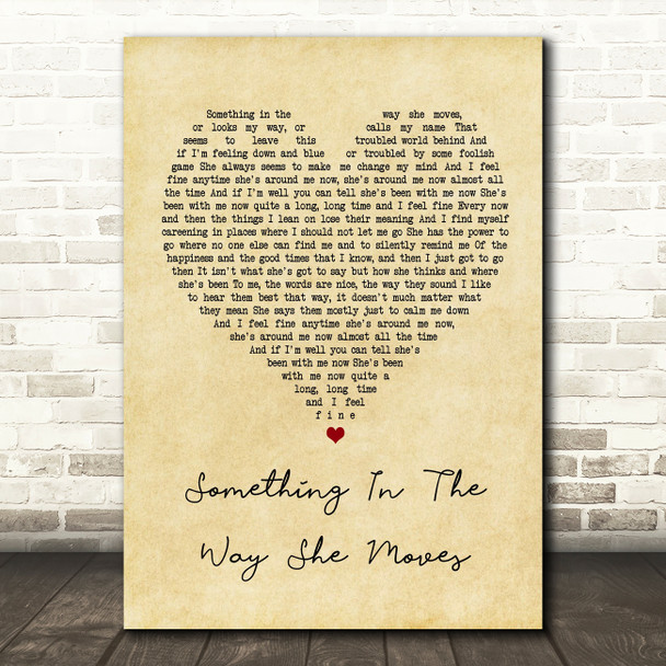James Taylor Something In The Way She Moves Vintage Heart Song Lyric Quote Print