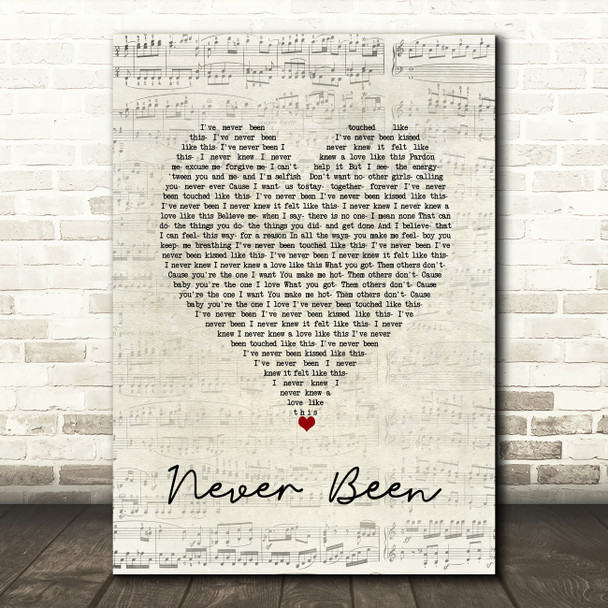 Mary J Blige Never Been Script Heart Song Lyric Wall Art Print