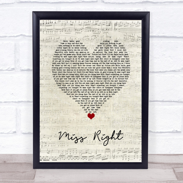 Ne-Yo Miss Right Script Heart Song Lyric Wall Art Print