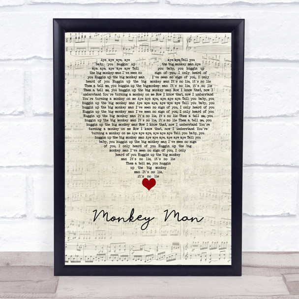 The Maytals Monkey Man Script Heart Song Lyric Wall Art Print