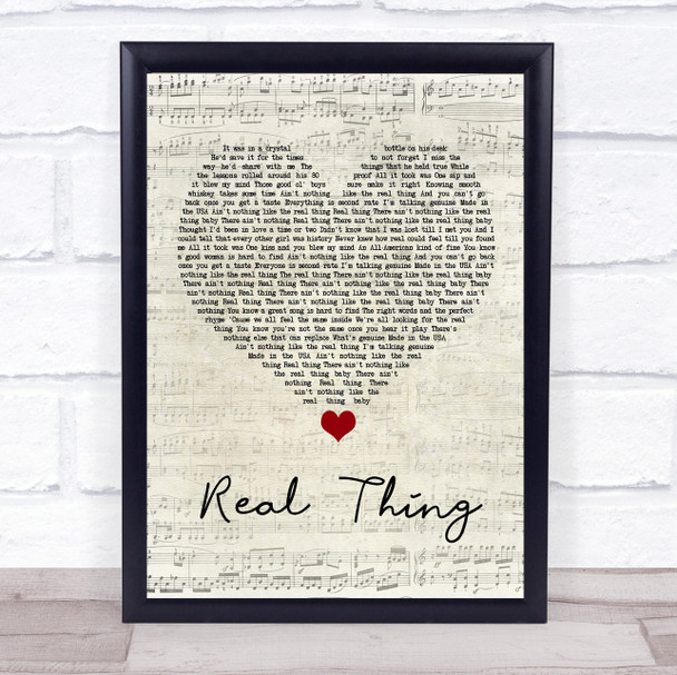 Zac Brown Band Real Thing Script Heart Song Lyric Wall Art Print