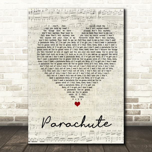 Cheryl Cole Parachute Script Heart Song Lyric Wall Art Print