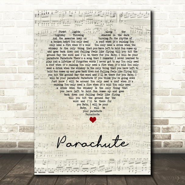 Chris Stapleton Parachute Script Heart Song Lyric Wall Art Print