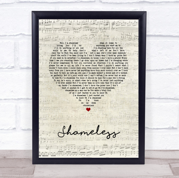 Garth Brooks Shameless Script Heart Song Lyric Wall Art Print