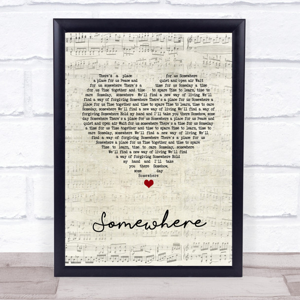 Il Divo Somewhere Script Heart Song Lyric Wall Art Print