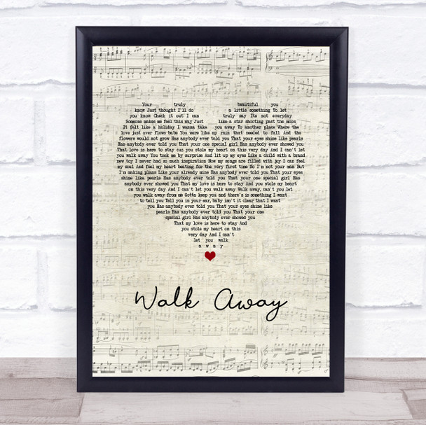 Marques Houston Walk Away Script Heart Song Lyric Wall Art Print