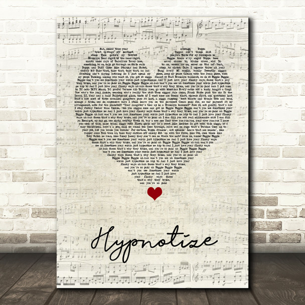 Notorious B.I.G. Hypnotize Script Heart Song Lyric Wall Art Print