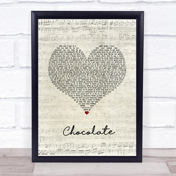 The 1975 Chocolate Script Heart Song Lyric Wall Art Print
