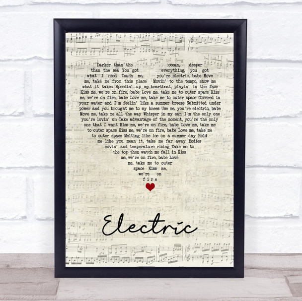 Alina Baraz Ft Khalid Electric Script Heart Song Lyric Wall Art Print