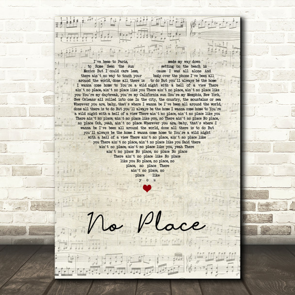 Backstreet Boys No Place Script Heart Song Lyric Wall Art Print