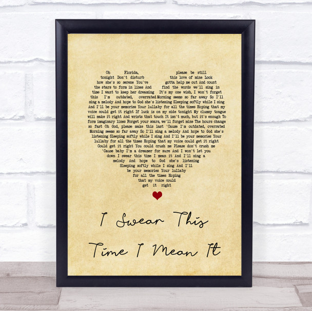 Mayday Parade I Swear This Time I Mean It Vintage Heart Song Lyric Quote Print