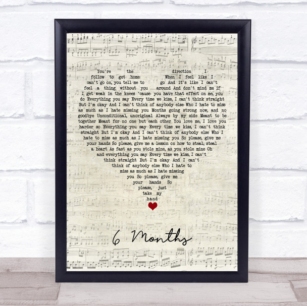 Hey Monday 6 Months Script Heart Song Lyric Wall Art Print