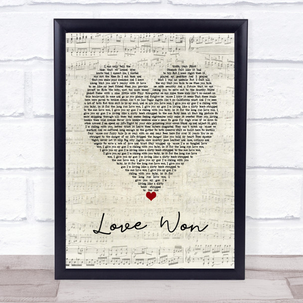 Jelly Roll & Struggle Jennings Love Won Script Heart Song Lyric Wall Art Print