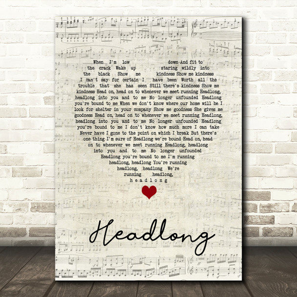 John Smith Headlong Script Heart Song Lyric Wall Art Print