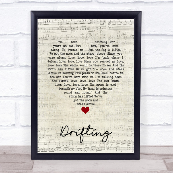 Trey Anastasio Drifting Script Heart Song Lyric Wall Art Print