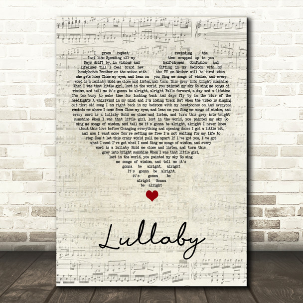 Andreya Triana Lullaby Script Heart Song Lyric Wall Art Print