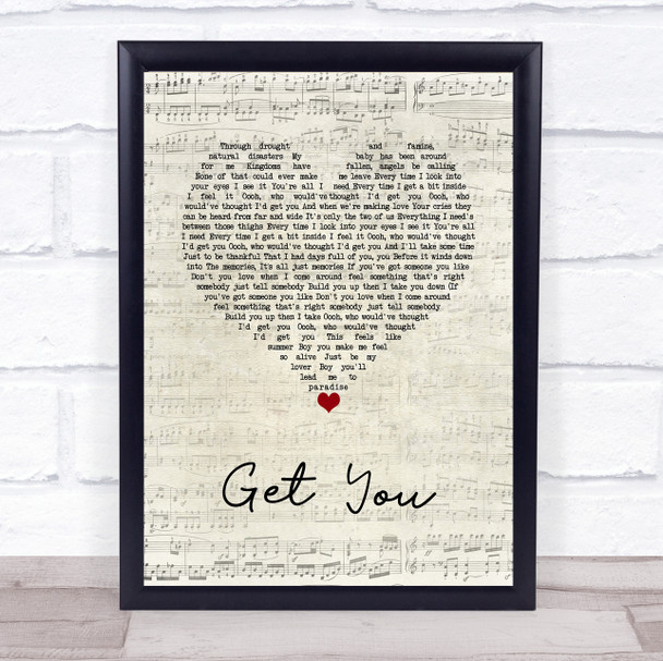 Daniel Caesar Get You Script Heart Song Lyric Wall Art Print