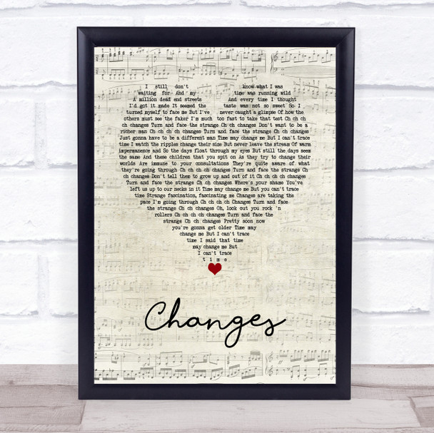 David Bowie Changes Script Heart Song Lyric Wall Art Print