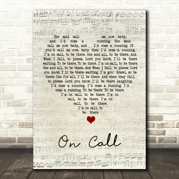 Kings Of Leon On Call Script Heart Song Lyric Wall Art Print