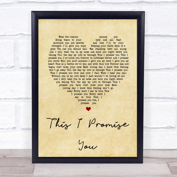 N Sync This I Promise You Vintage Heart Song Lyric Quote Print