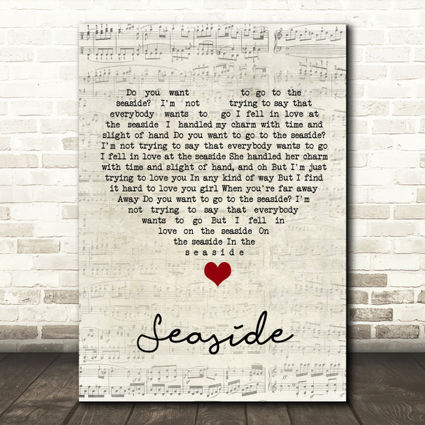 The Kooks Seaside Script Heart Song Lyric Wall Art Print