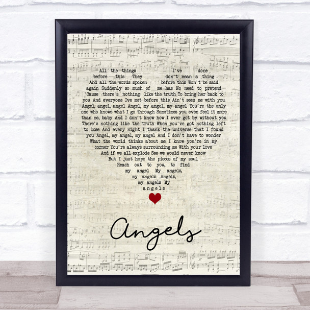 Robin Thicke Angels Script Heart Song Lyric Wall Art Print