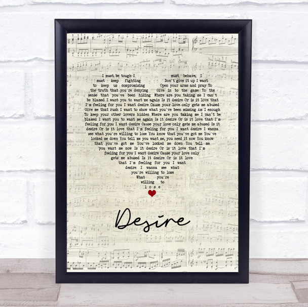 Years & Years Desire Script Heart Song Lyric Wall Art Print