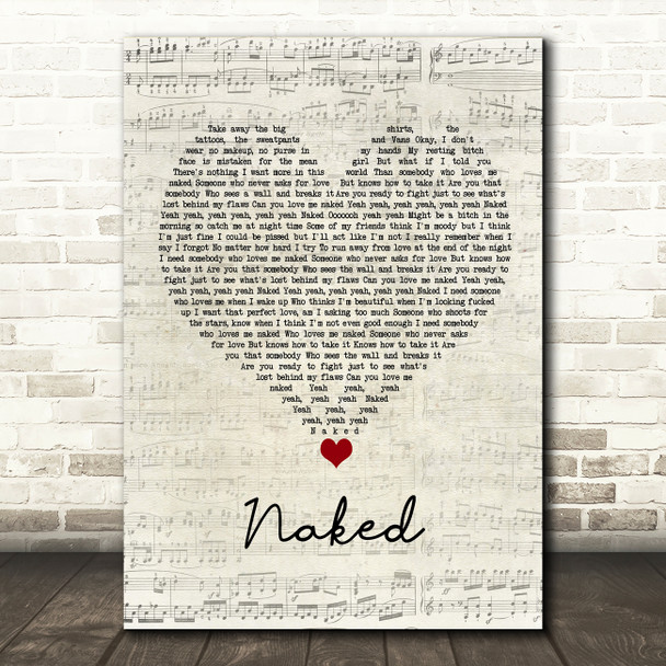 Ella Mai Naked Script Heart Song Lyric Wall Art Print