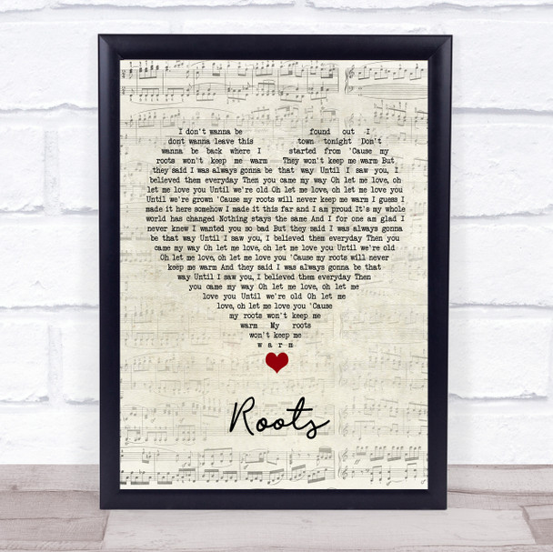 Grace Davies Roots Script Heart Song Lyric Wall Art Print