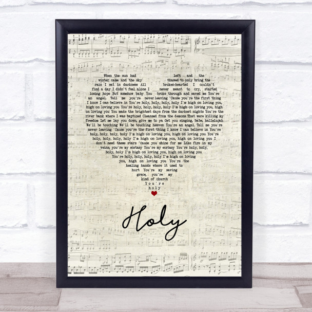 Florida Georgia Line Holy Script Heart Song Lyric Wall Art Print