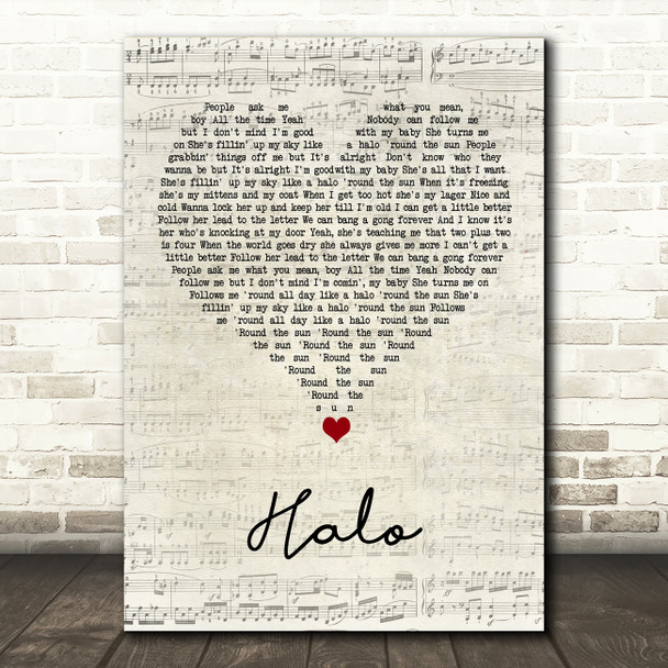 Liam Gallagher Halo Script Heart Song Lyric Wall Art Print