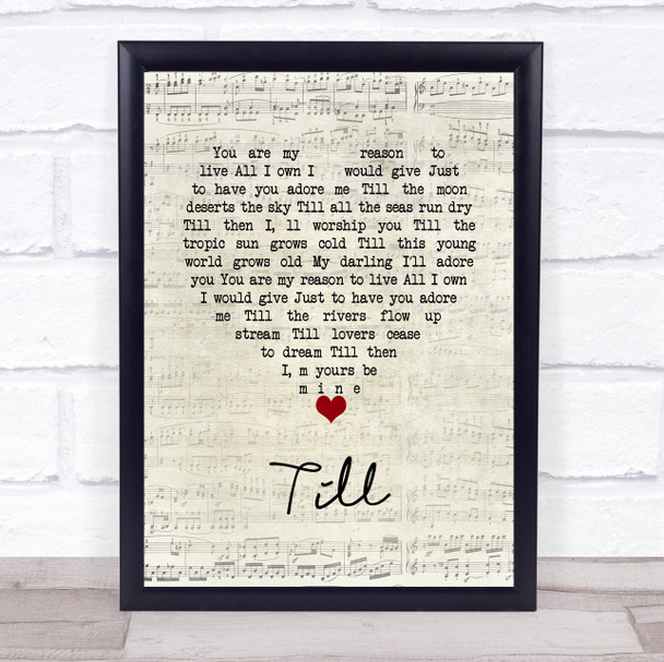 Tom Jones Till Script Heart Song Lyric Wall Art Print