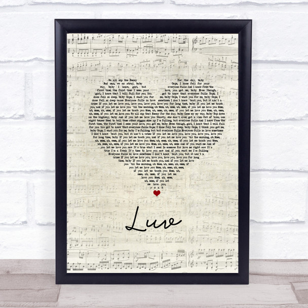 Tory Lanez Luv Script Heart Song Lyric Wall Art Print