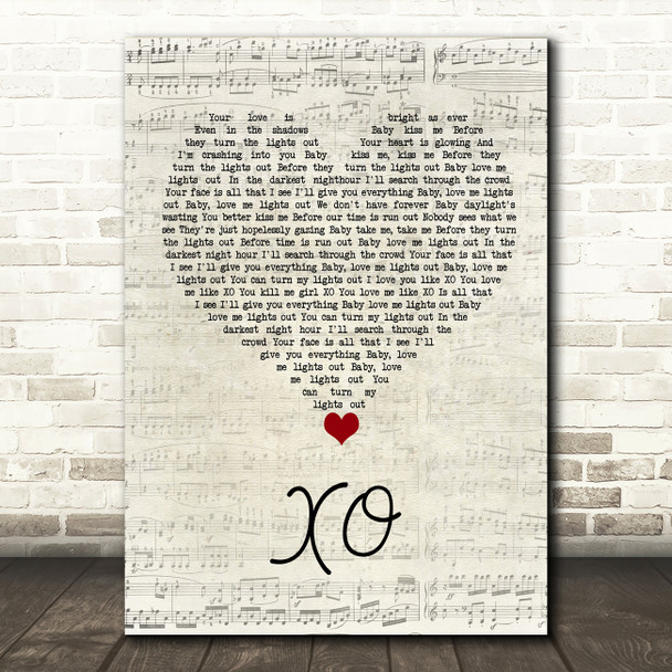 Beyoncé XO Script Heart Song Lyric Wall Art Print