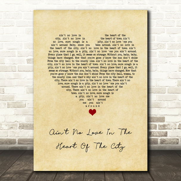 Paul Weller Ain't No Love In The Heart Of The City Vintage Heart Song Lyric Wall Art Print