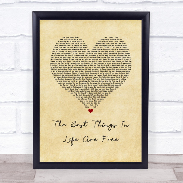 Janet Jackson The Best Things In Life Are Free Vintage Heart Song Lyric Wall Art Print